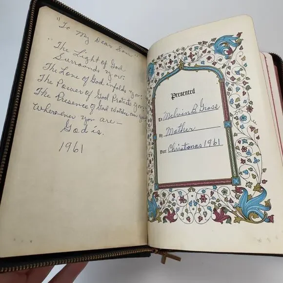 Vintage 1960s Holy Bible Concordance KJV Cross Zip-Around Leather Binding - Picture 7 of 13